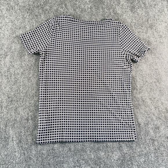Jones New York Collection Blue White Houndstooth Viscose Stretch Tee Top M - Picture 2 of 10